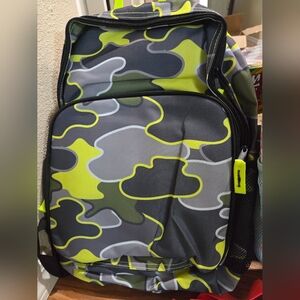 Camouflage Kids Backpack with Neon Accents